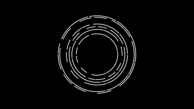 Futuristic Data Flow: Circular Pattern of Glitching White Bars