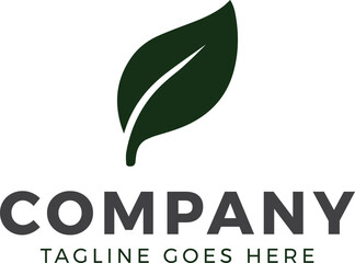 Elegant dark green leaf logo with company name and tagline placeholder