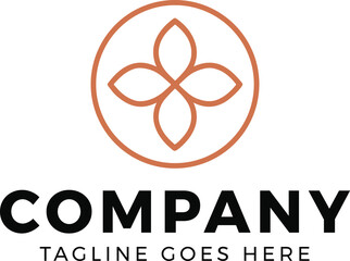 Elegant floral logo design with circular outline and company name placeholder