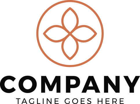 Elegant floral logo design with circular outline and company name placeholder