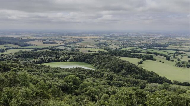 View of Gormire Lake in summer near Thirsk, North Yorkshire, England, United Kingdom