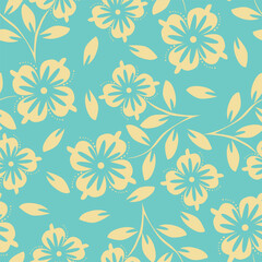 Fototapeta premium Hand drawn flowers. Seamless background with abstract cute flowers. Vector design ornament for paper; cover; fabric; interior decor; textile; fabric; wallpaper; surface design; label; packaging 