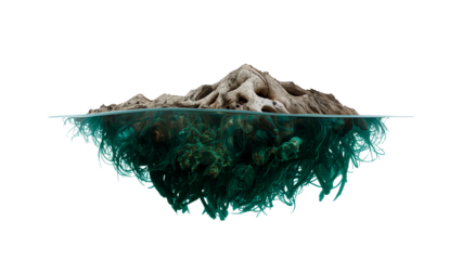 Mysterious underwater roots create a surreal, captivating visual with intricate details perfect for fantasy, nature and abstract themes