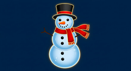 Festive snowman wearing a top hat and scarf ready for winter holiday celebrations