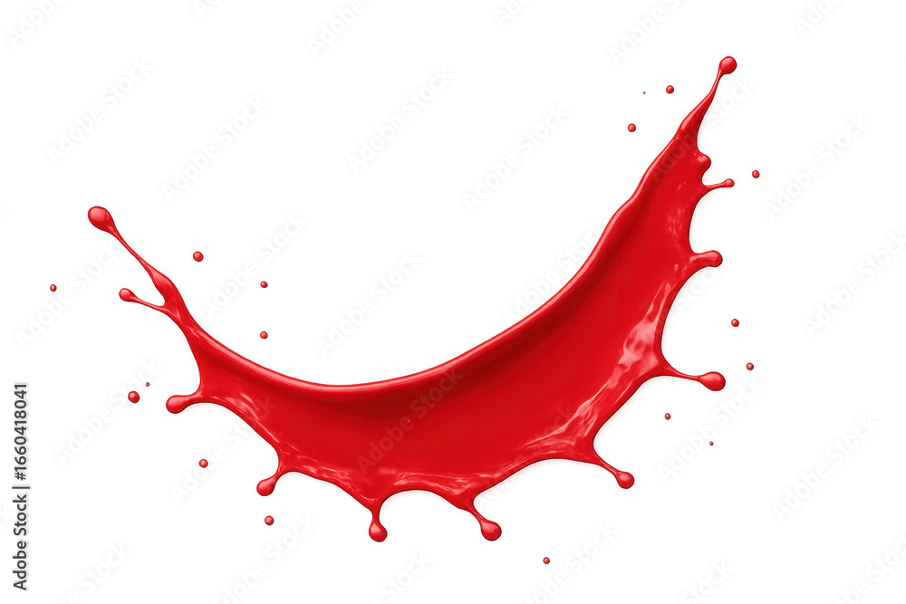 Poster red paint splashing with transparent background