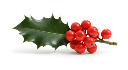 Vibrant holly branch with glossy red berries perfect for holiday decor and festive designs
