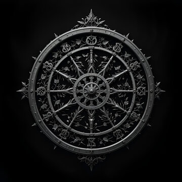 Wheel of the year nature's cycle wicca, paganism religion spiritual symbol. Chiaroscuro Contrast. Illustration