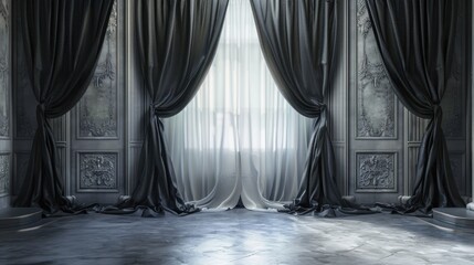 Dark gray curtains elegant interior room