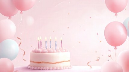 Sweet Celebration: Birthday Cake & Balloons