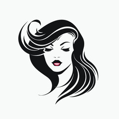 Woman Face Silhouette with Stylish Hair