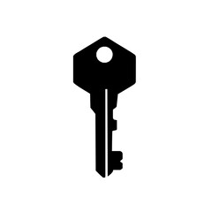 Ultra-clean vector illustration of a modern house key icon created with minimalist geometric design concepts for digital applications.