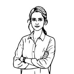 Detailed minimalistic vector illustration of a professional secretary with refined line art and modern icon style design
