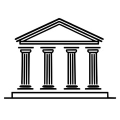 Detailed Minimalistic Bank Icon Illustration with Modern Geometric Elegance in Line Vector Style