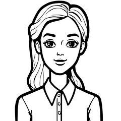 Sophisticated line vector artistry capturing a secretary's essence in an icon-style illustration marked by simple elegance and refined digital detailing