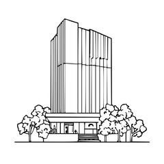 Artistic Hotel Illustration in Minimalistic Line Vector Style with Geometric and Abstract Modern Design Elements