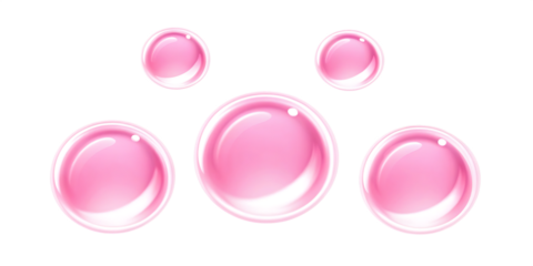 Glossy pink spheres on white background isolated on a transparent background bubbles
