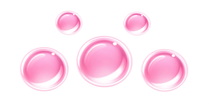 Glossy pink spheres on white background isolated on a transparent background bubbles