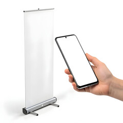 blank white retractable banner stand mockup for