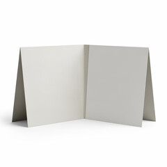 Open blank greeting card or invitation with textured paper on a white background