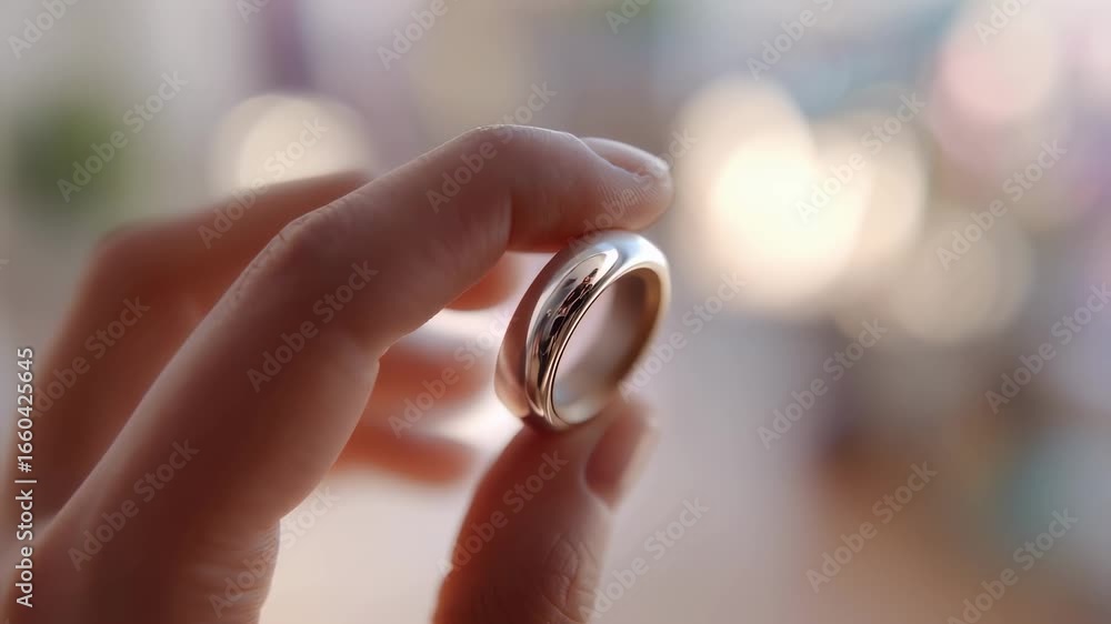 Poster artistic medium shot presenting a smart ring tracking ovulation temperature finger in sharp focus su
