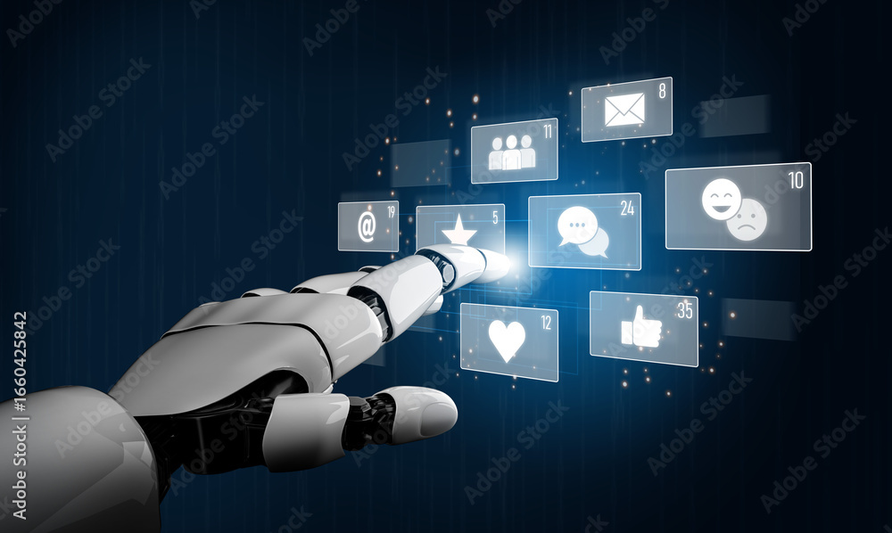 Poster ai analyzing social media metrics, reading user interaction patterns, tracking engagement levels, an