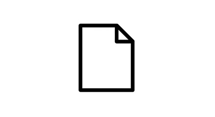 Minimalist Black Line Icon of a Document with a Folded Corner on a Clean White Background.