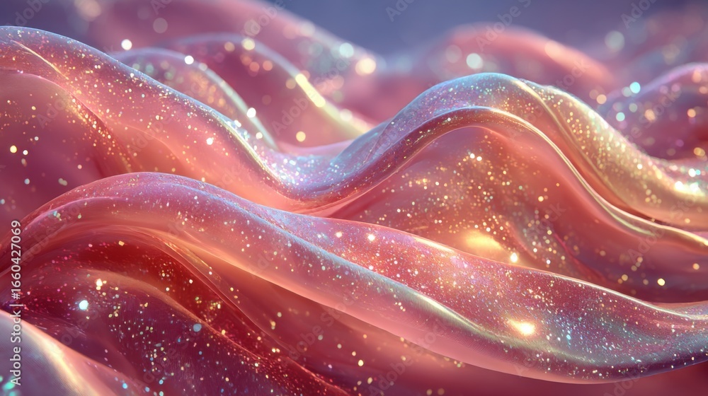 Poster colorful waves of shimmering texture create a mesmerizing visual display in abstract art