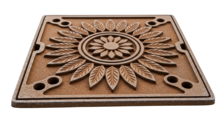 Decorative Square Manhole Cover with Floral Pattern  
