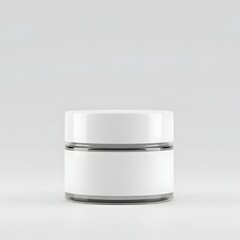 A white cosmetic jar with a minimalist design, perfect for product presentation. Its sleek form suggests elegance and simplicity