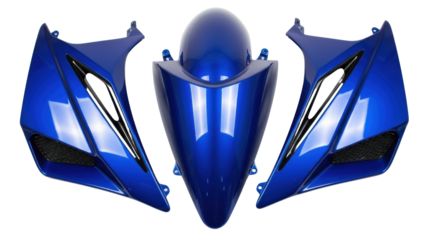 Blue Motorcycle Fairing Kit Parts Isolated
