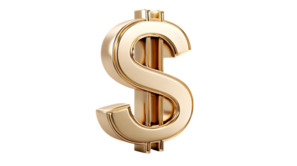 Shiny gold dollar sign symbol on black background