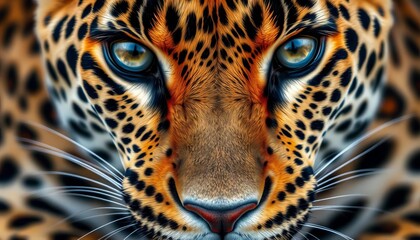 Obraz premium Close-up of leopard's spotted fur, intricate detail, isolated, detail, wildlife photography