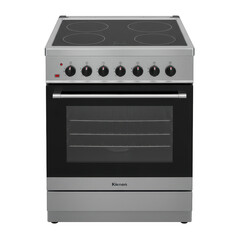 Obraz premium Modern stainless steel electric stove and oven with glass ceramic cooktop and control knobs