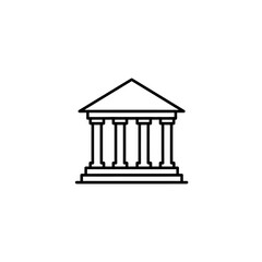 Obraz premium Minimalist Line Art Icon of a Symmetrical Classical Building with Six Columns.