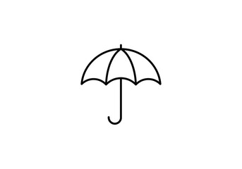 Fototapeta premium Minimalist Umbrella Icon Black Outline on White Background Weather Protection Symbol.