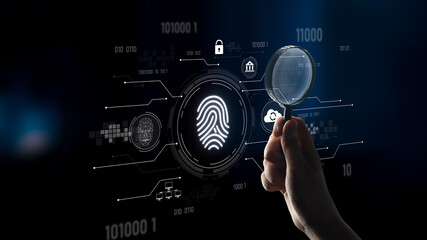 Biometric fingerprint identification and cybersecurity system ensuring secure access, identity verification, cloud data protection, and digital safety Latch