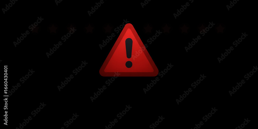 Aufkleber a red warning sign with an exclamation point against a solid black background image