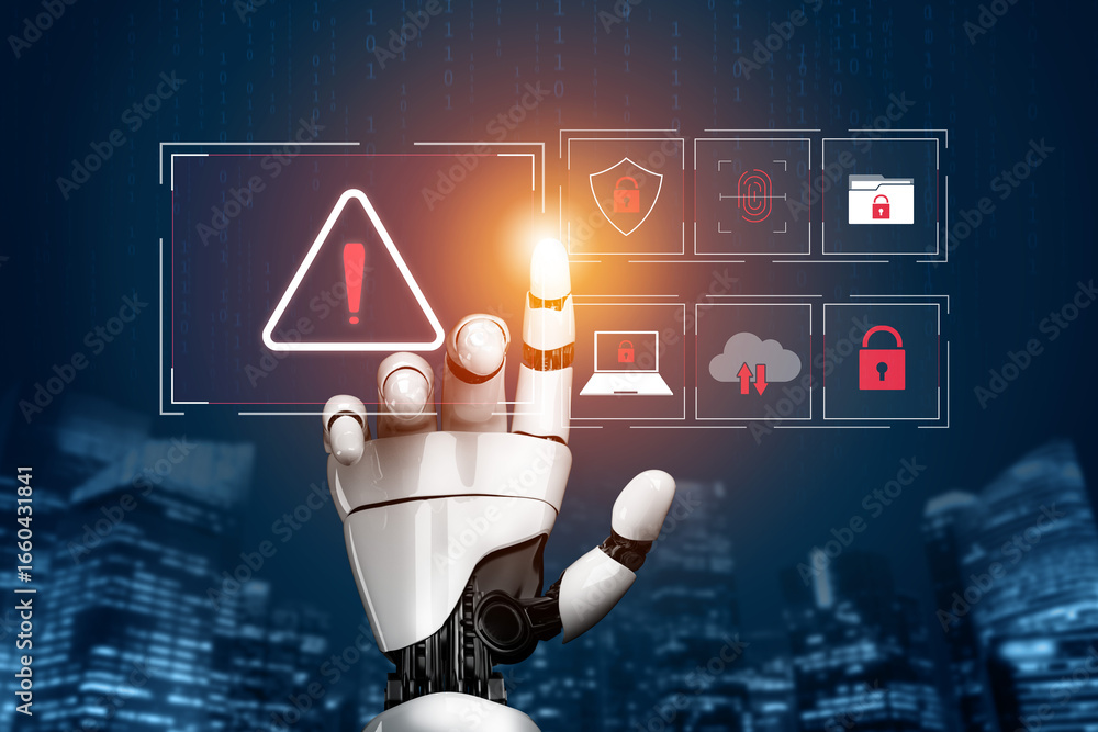 Poster ai identifies cybersecurity threat and breach by protecting data, detecting threat, and preventing s