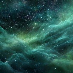 Awesome photo of green Starry Cosmic Background.