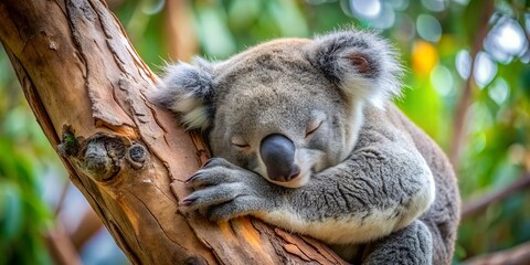 Obraz premium Koala is sleeping on a tree