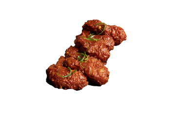 Honey Chilli Chicken stir-fried with oriental greens, chili, and honey, isolated on transparent background, perfect for Asian cuisine, stock food projects, and culinary design.