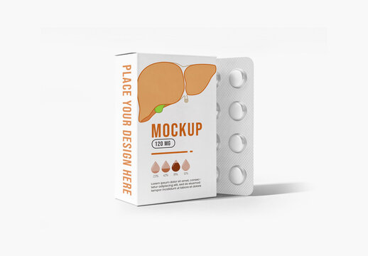 Medicine Box with Blister Pack Mockup