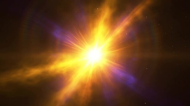Abstract Cosmic Light Burst with Radiant Rays and Starry Space Background