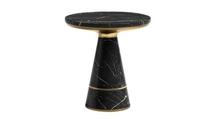Elegant black marble pedestal table with gold accents