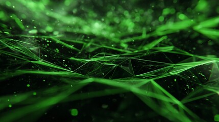 Abstract Green Digital Network with Geometric Lines and Particles