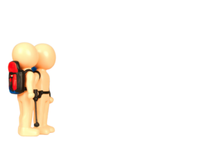 Hikers route. Couple hikers walk on map, hike expedition mountain trail road guide ex 