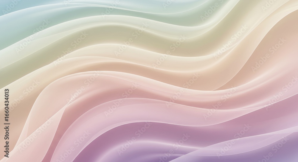 Poster Pastel Wave Abstract: Serene Gradient of Soft Hues in Fluid Motion