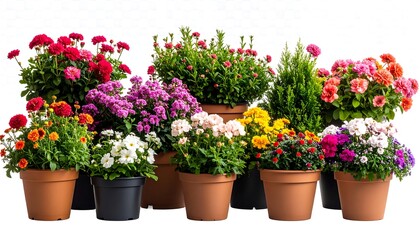 Colorful potted flowers with autumn bloom.