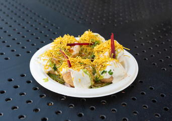 Dahi Puri chat indian snack. Dahi Batata Puri