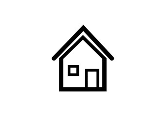Monochrome Home Icon with Geometric Lines and a Double Roof Outline.